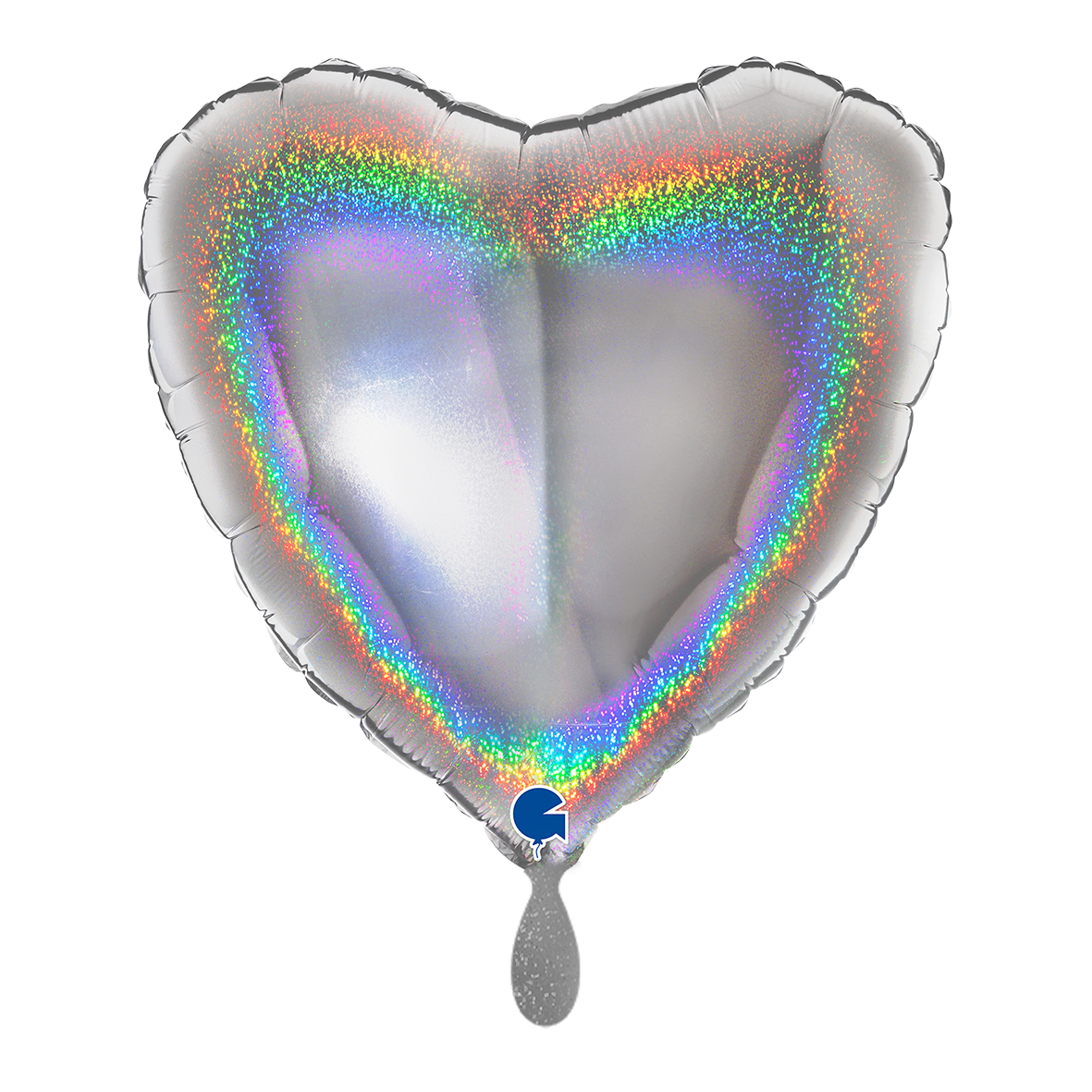 1 Ballon - Hart - Glitter Holografisch Zilver