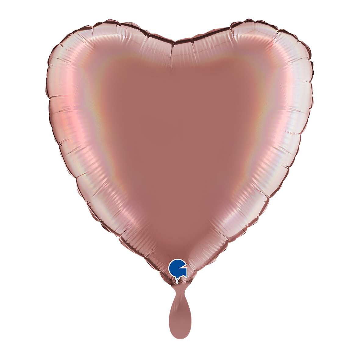 1 Ballon - Hart - Regenboog Holografisch Platina Rosé