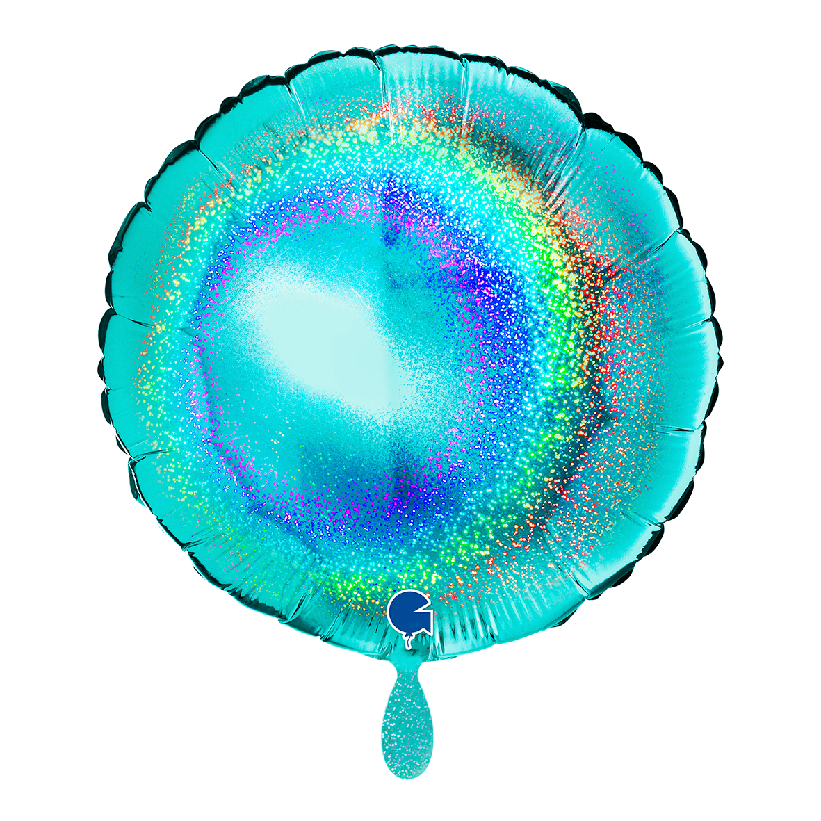 1 Ballon - Rund - Glitter Holografisch Tiffany