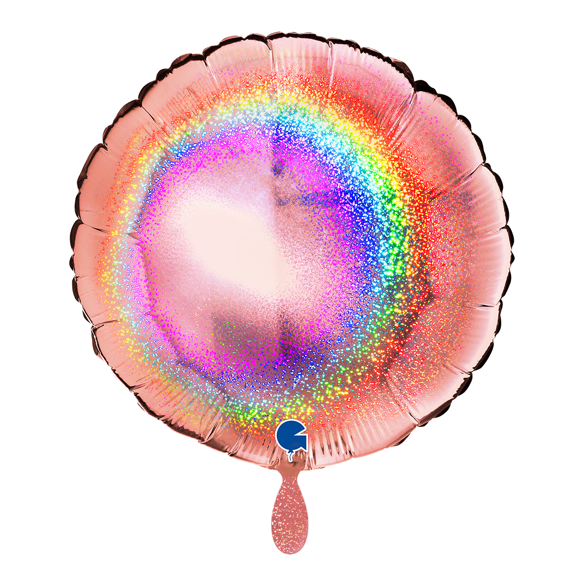 1 Ballon - Rond - Glitter Holografisch Roségoud