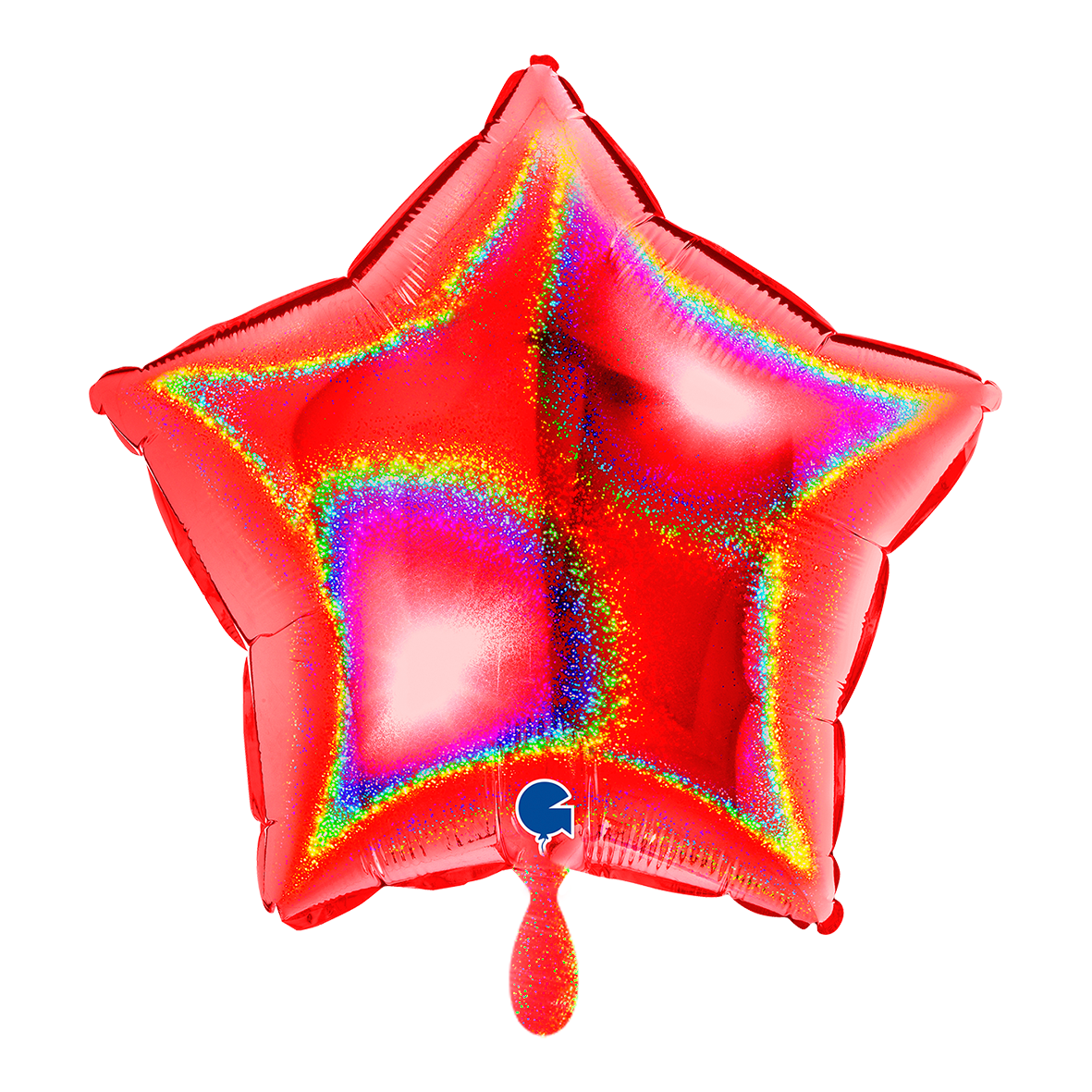 1 Ballon - Ster - Glitter Holografisch Rood