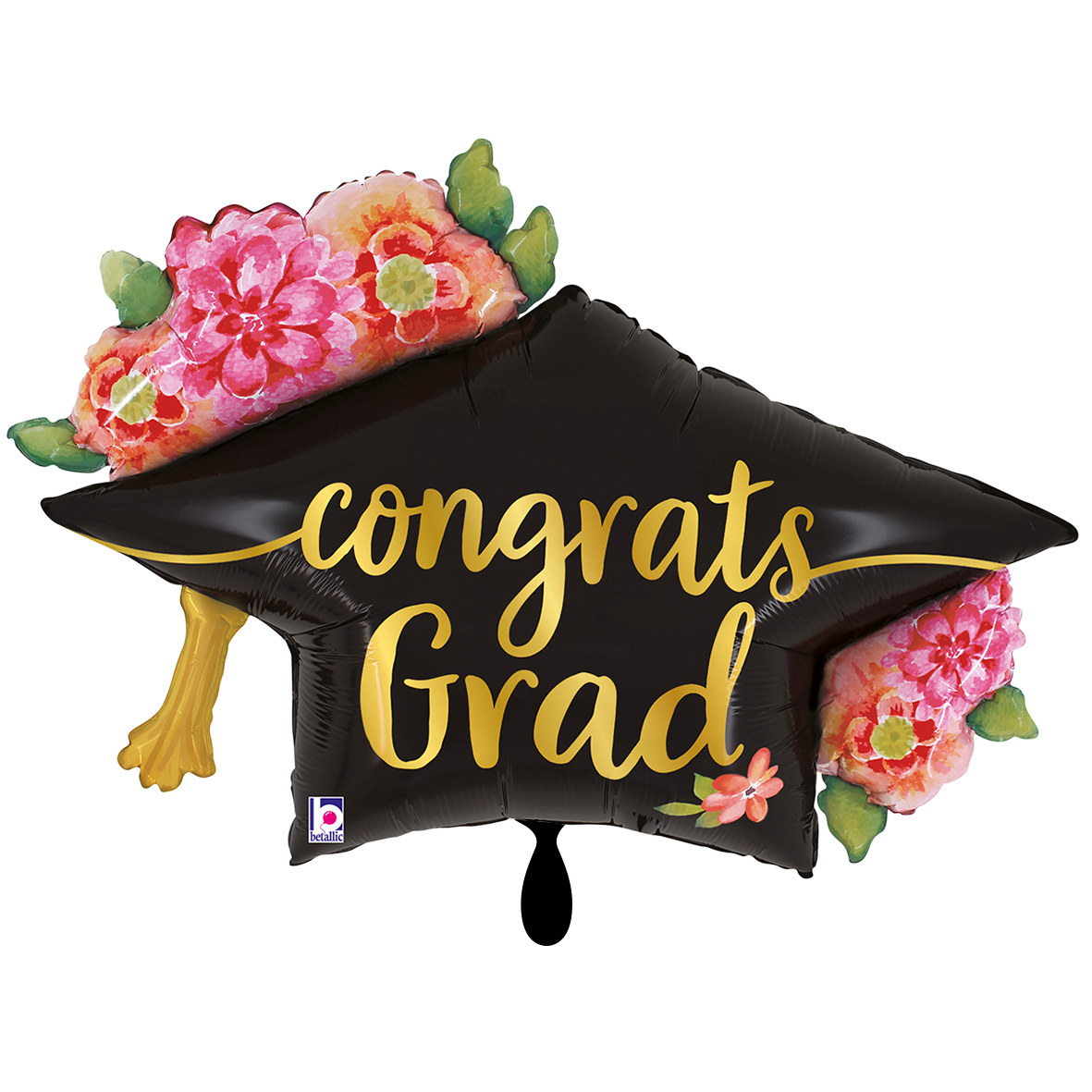 1 ballon XXL - aquarel bloemen afstudeerhoed