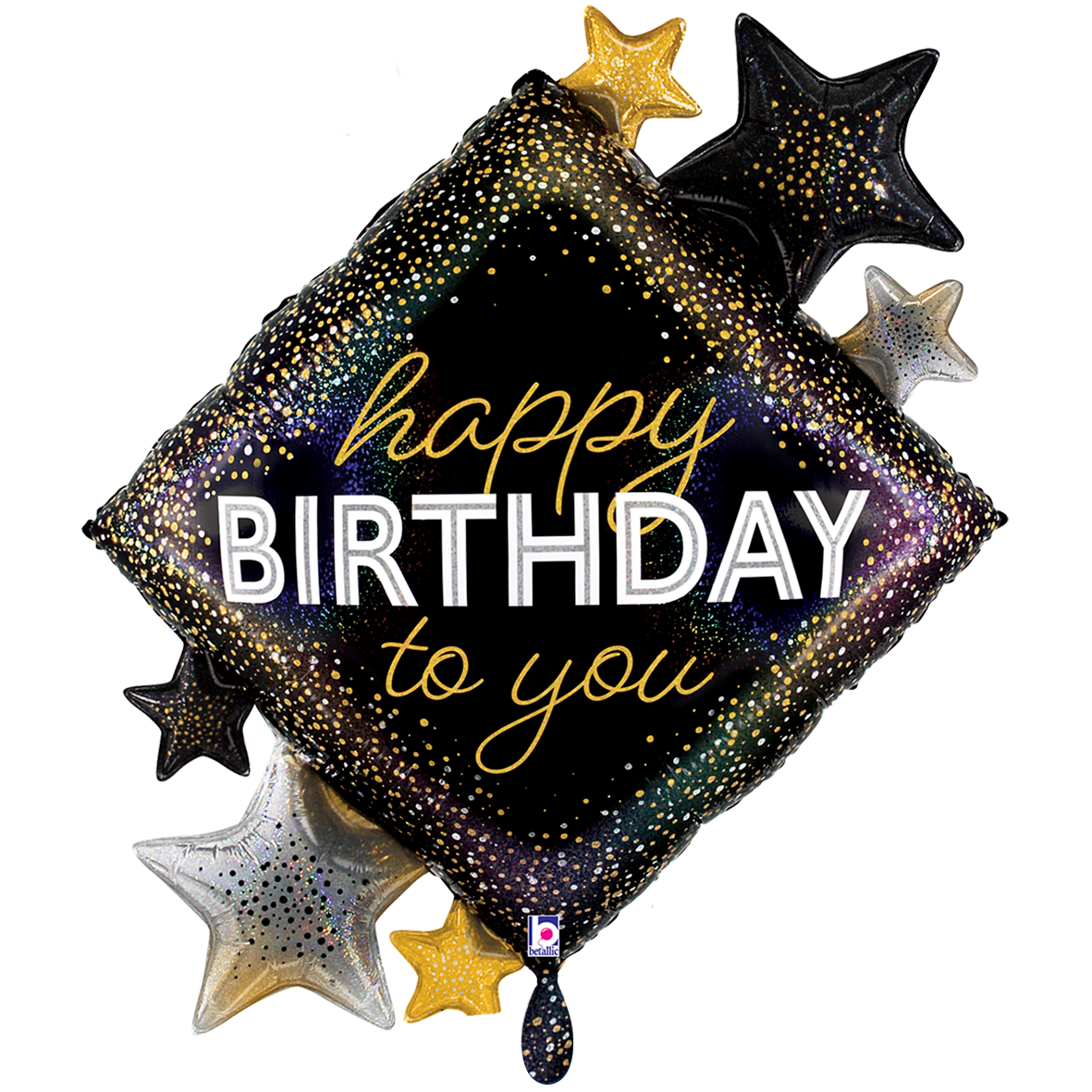 1 Ballon XXL - Metallic Birthday Diamond Stars