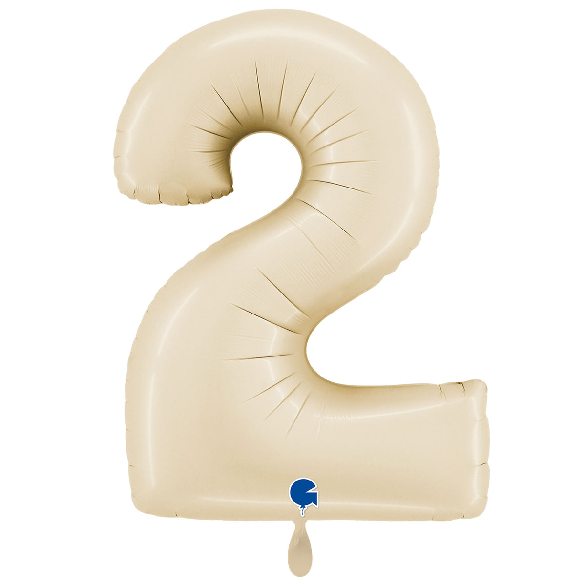 1 ballon XXL - Cijfer 2 - Satijncrème