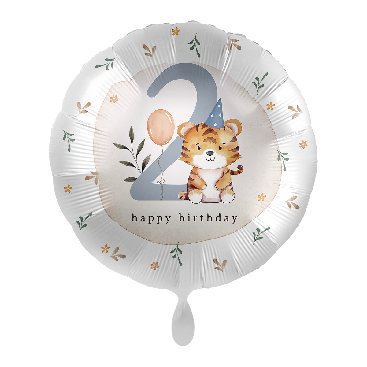 1 Ballon - Kinderfeestje Jongen - Cijfer 2 Tijger