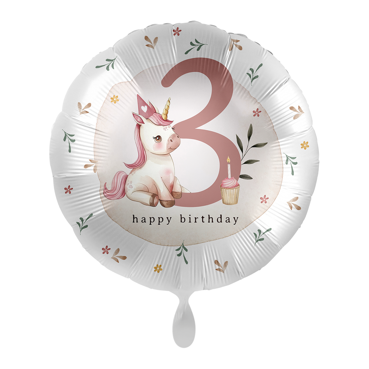 1 Ballon - Kinderverjaardag Meisje - Cijfer 3 Eenhoorn - ENG