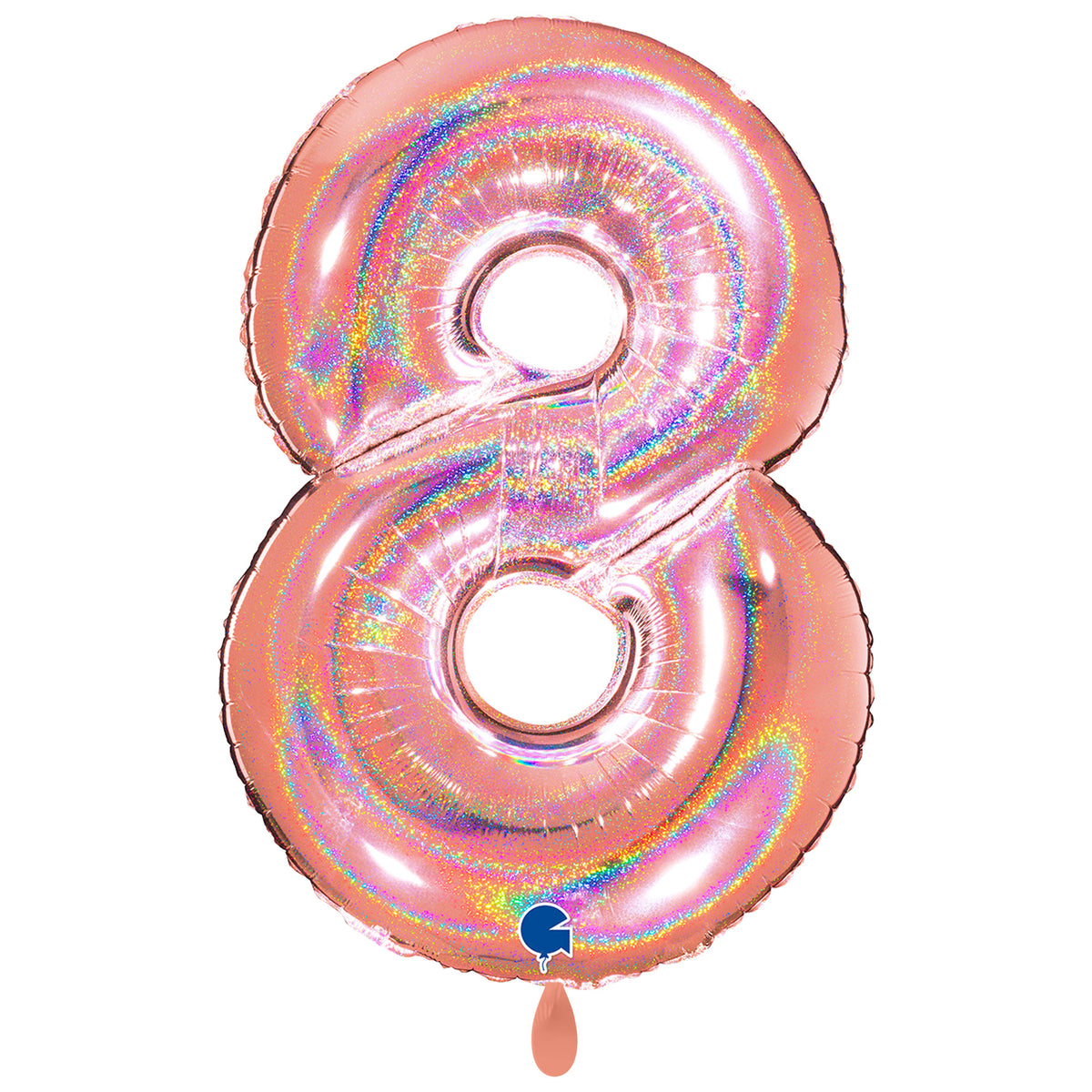 1 Ballon XXL - Cijfer 8 - Glitter Holografisch Roségoud