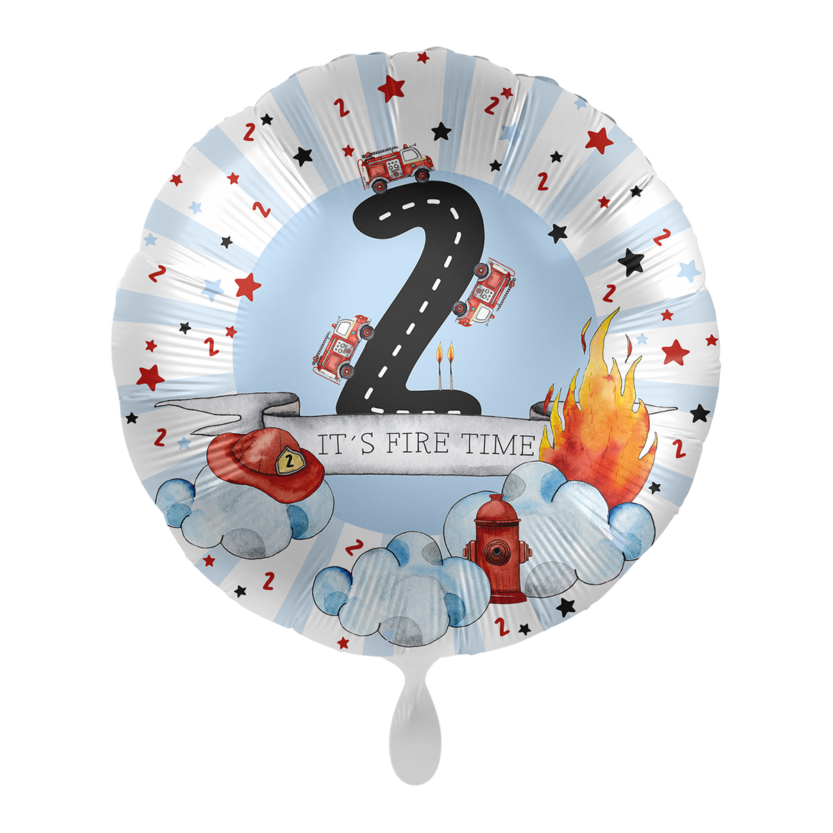 1 Ballon - Vrolijke Brandweerauto - Twee