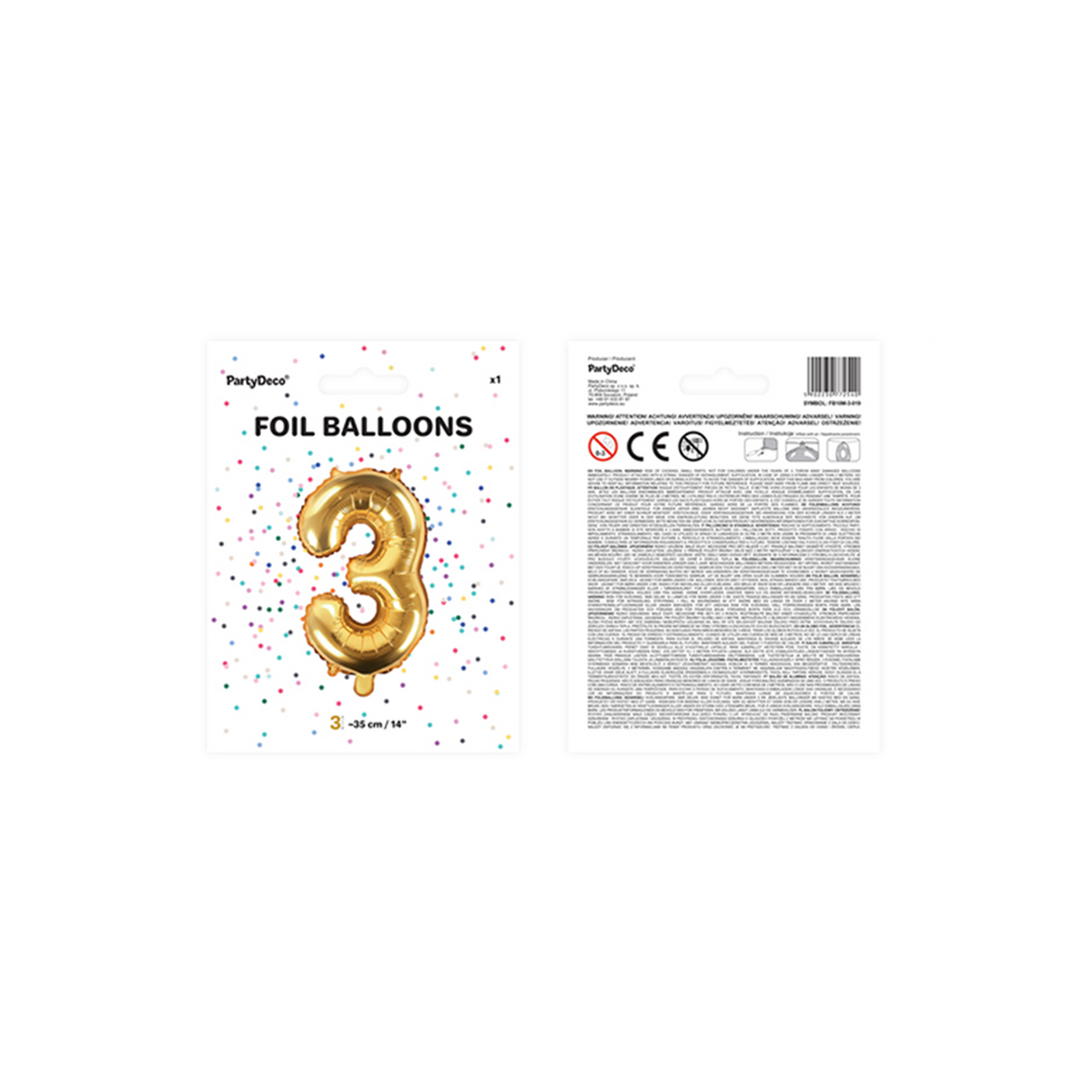 1 Ballon XS - Getal 3 - Goud