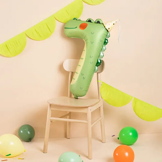 1 Ballon XXL - Cijfer 7 - Krokodil
