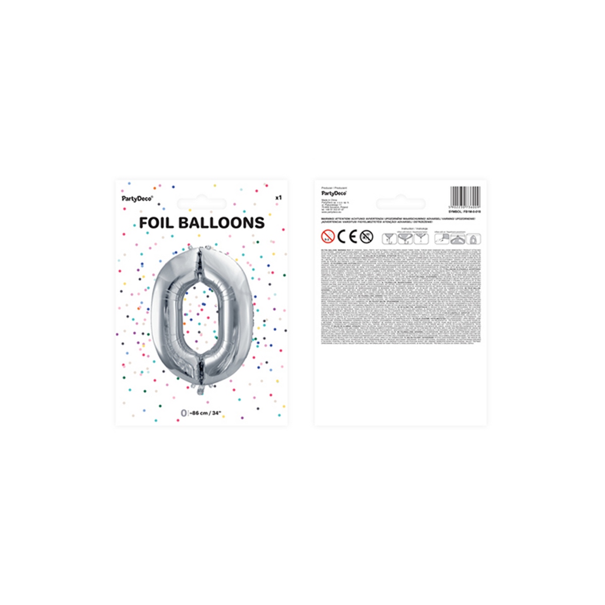 1 Ballon XXL - Cijfer 0 - Zilver