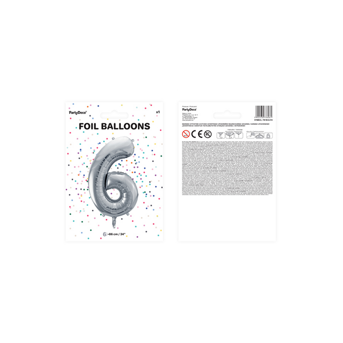1 Ballon XXL - Cijfer 6 - Zilver