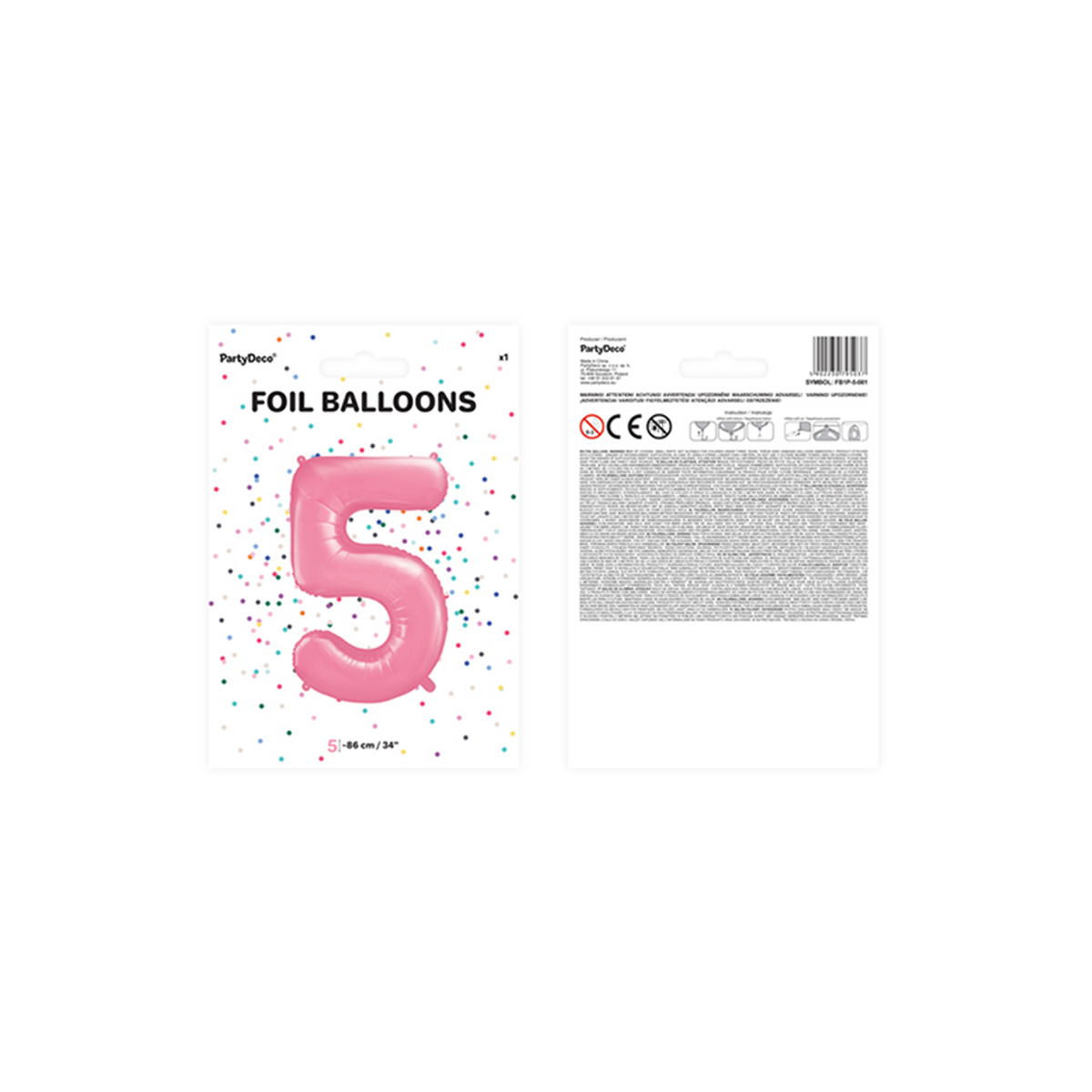 1 Ballon XXL - Cijfer 5 - Roze