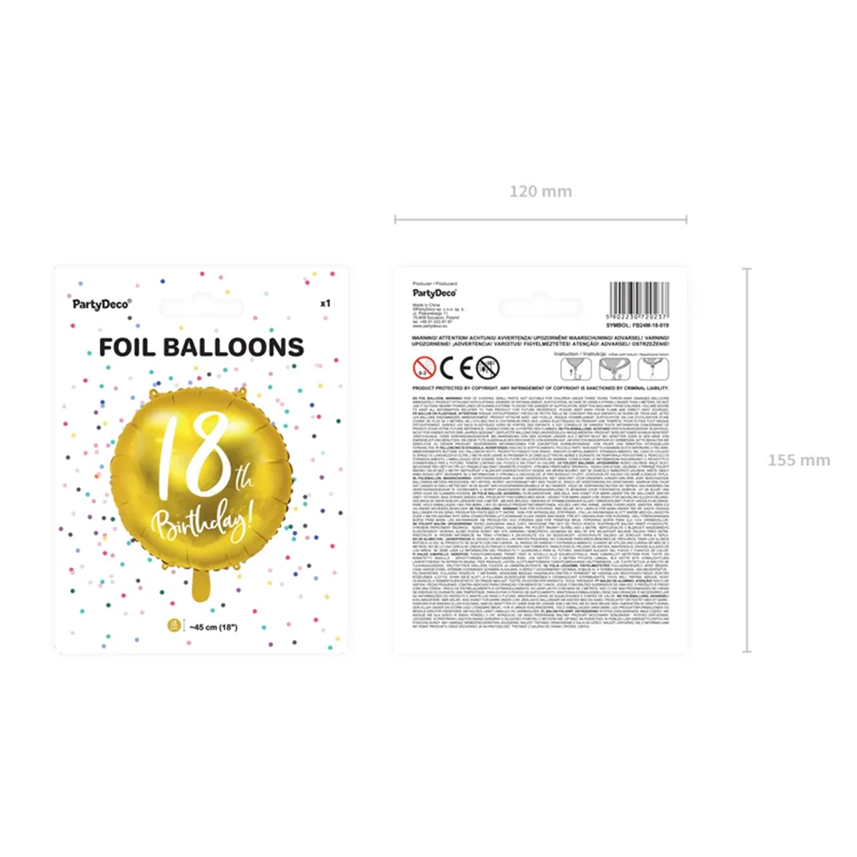1 Ballon - 18e Verjaardag - goud