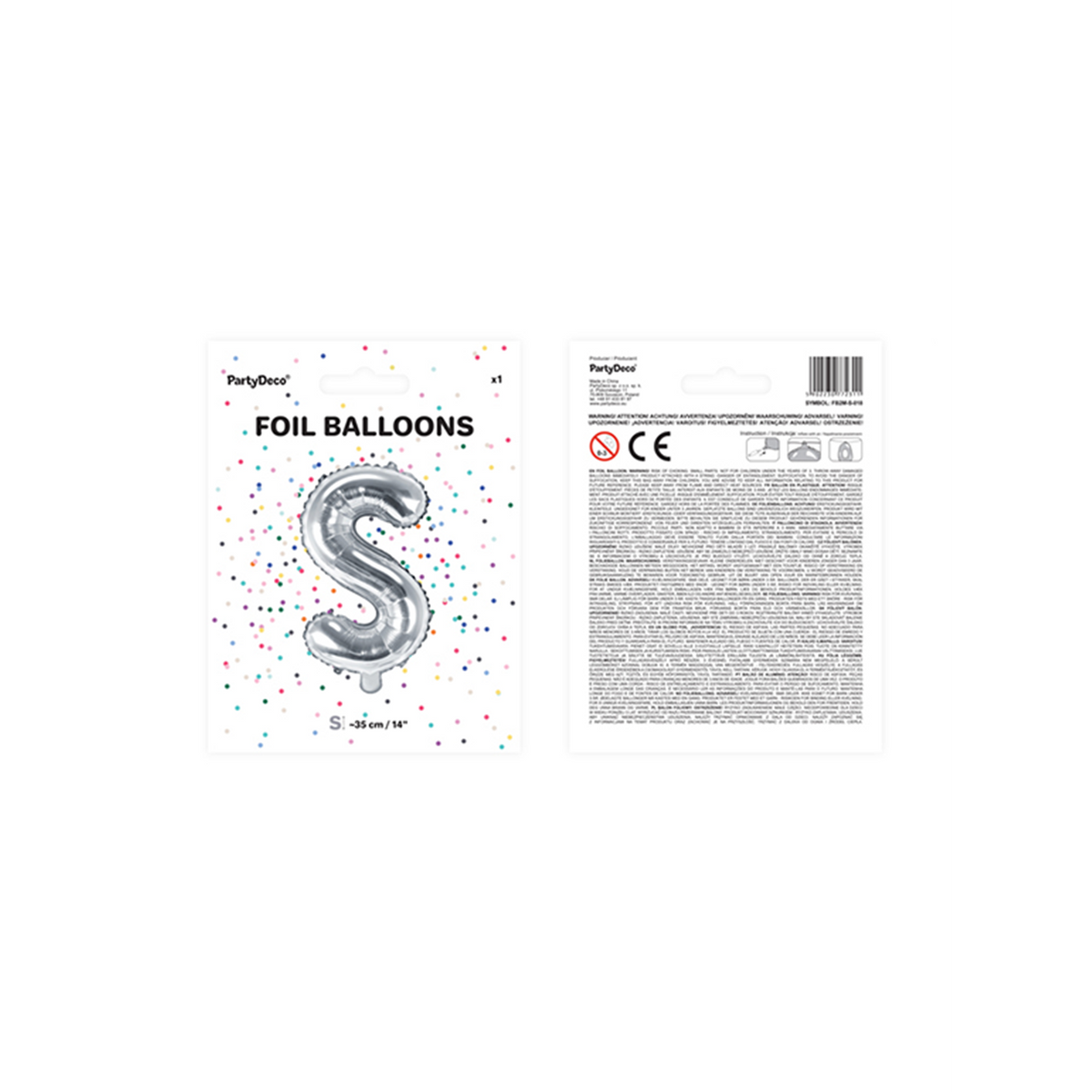 1 ballon XS - letter S - zilver