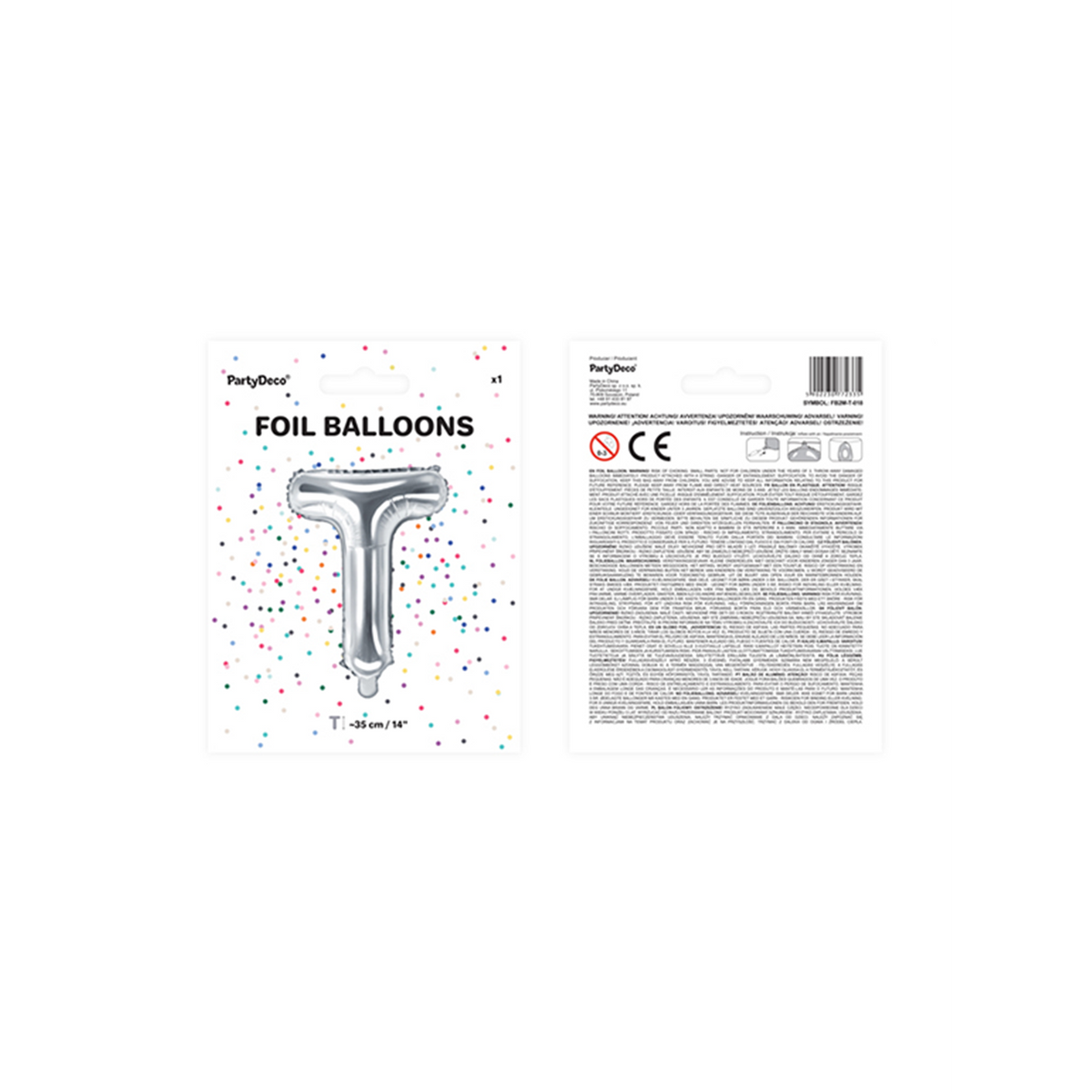 1 Ballon XS - Letter T - Zilver