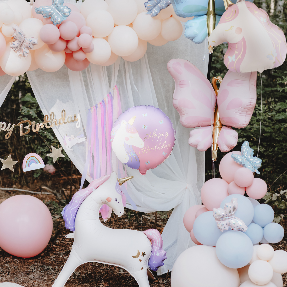 1 Ballon - Happy Birthday - Eenhoorn