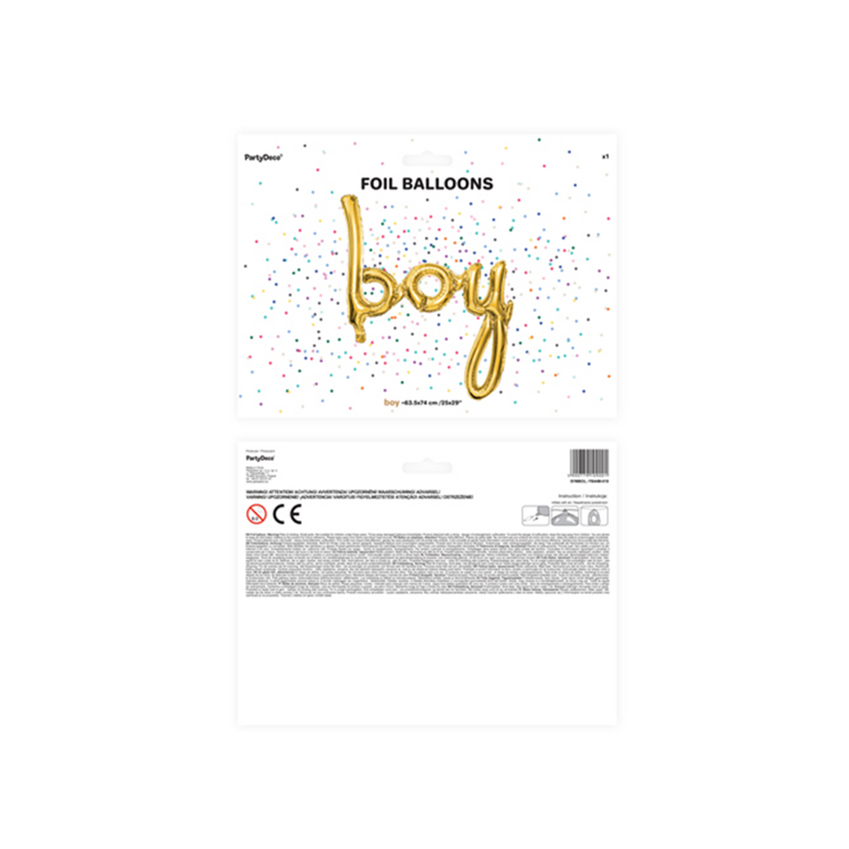 1 ballon - opschrift - Boy - goud
