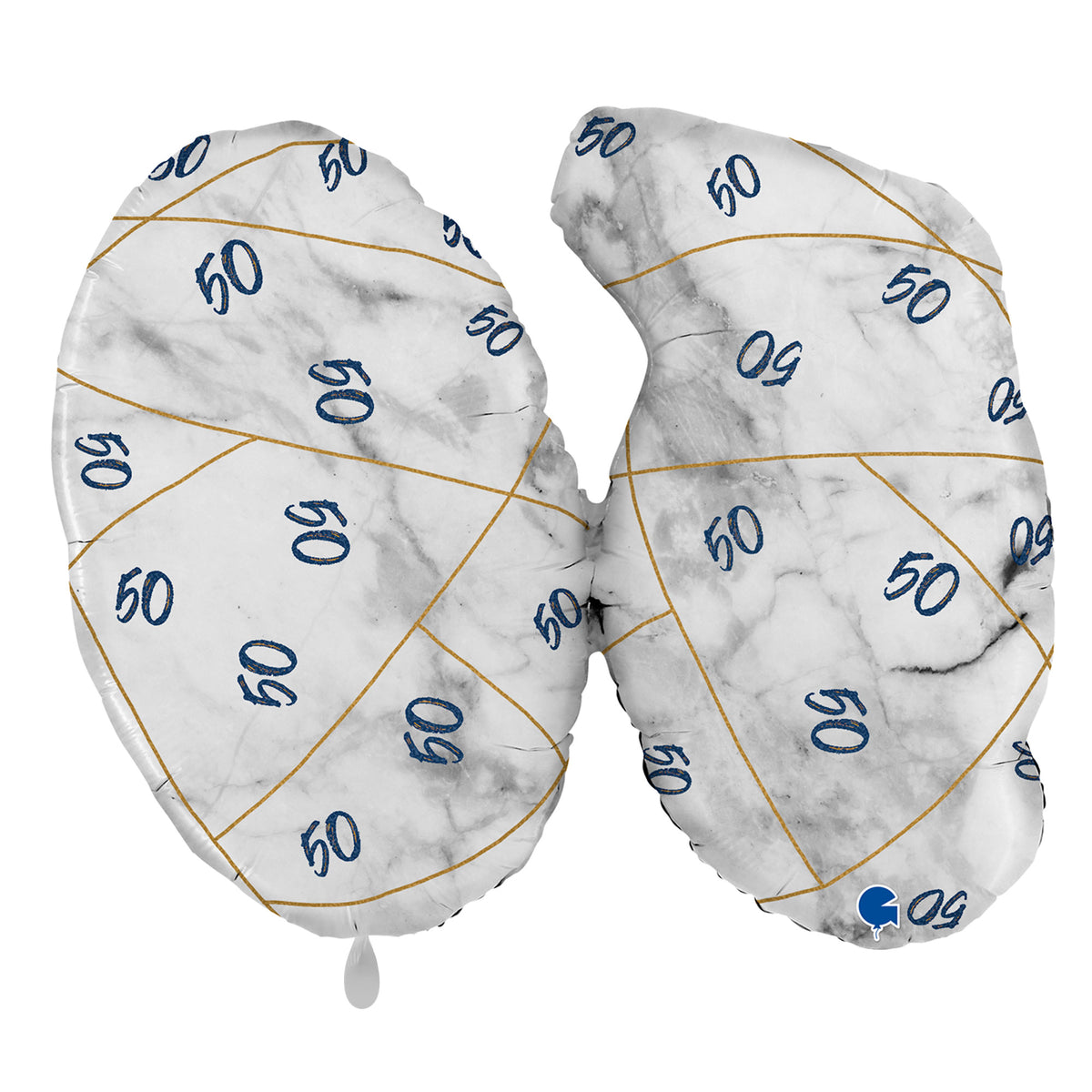 1 Ballon XL - Marble Mate Cijfers 50 Blauw