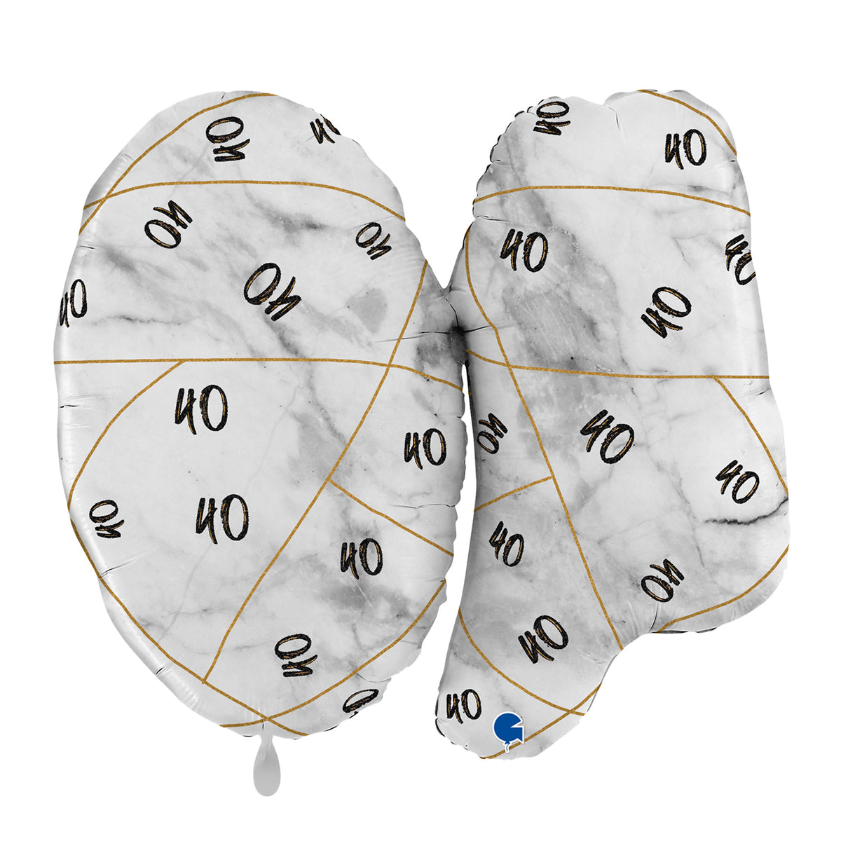 1 Ballon XL - Marble Mate Ziffern 40 Schwarz