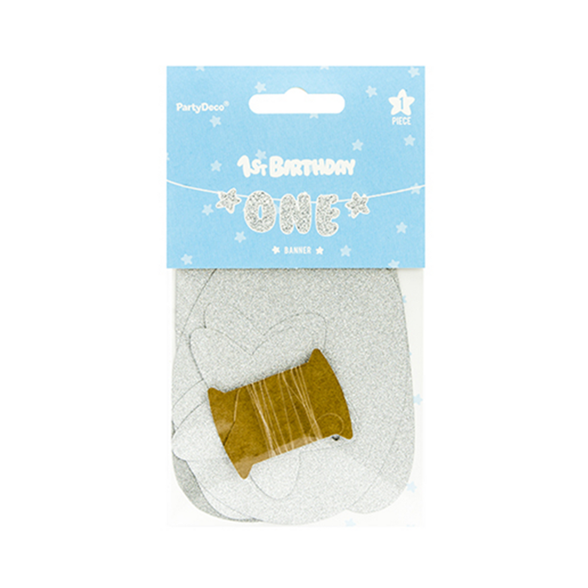 1 banner sling - First Birthday - glitter zilver