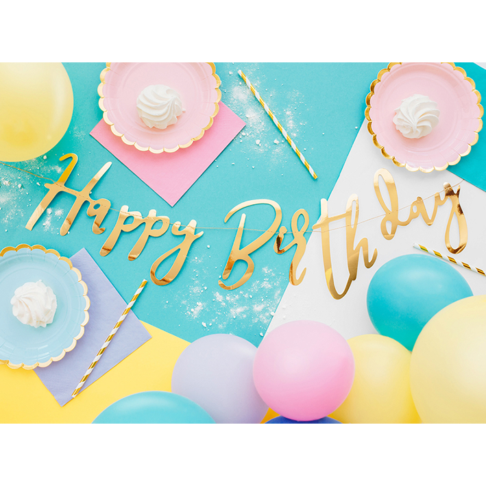 1 Bannerguirlande - Happy Birthday - Goud