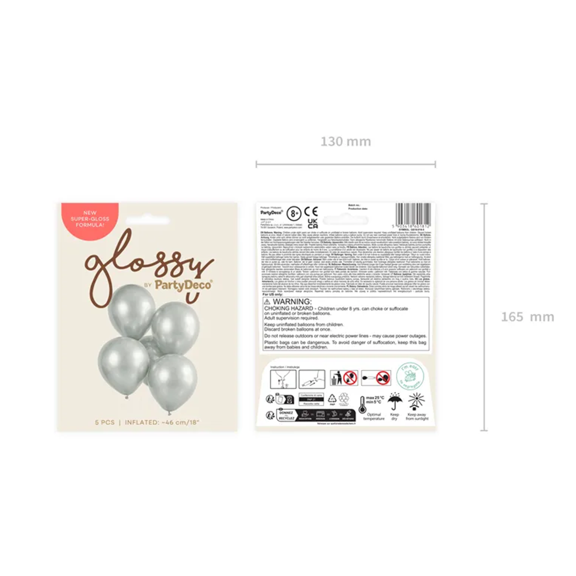 5 ballonnen - Ø 46cm - Glossy - Zilver