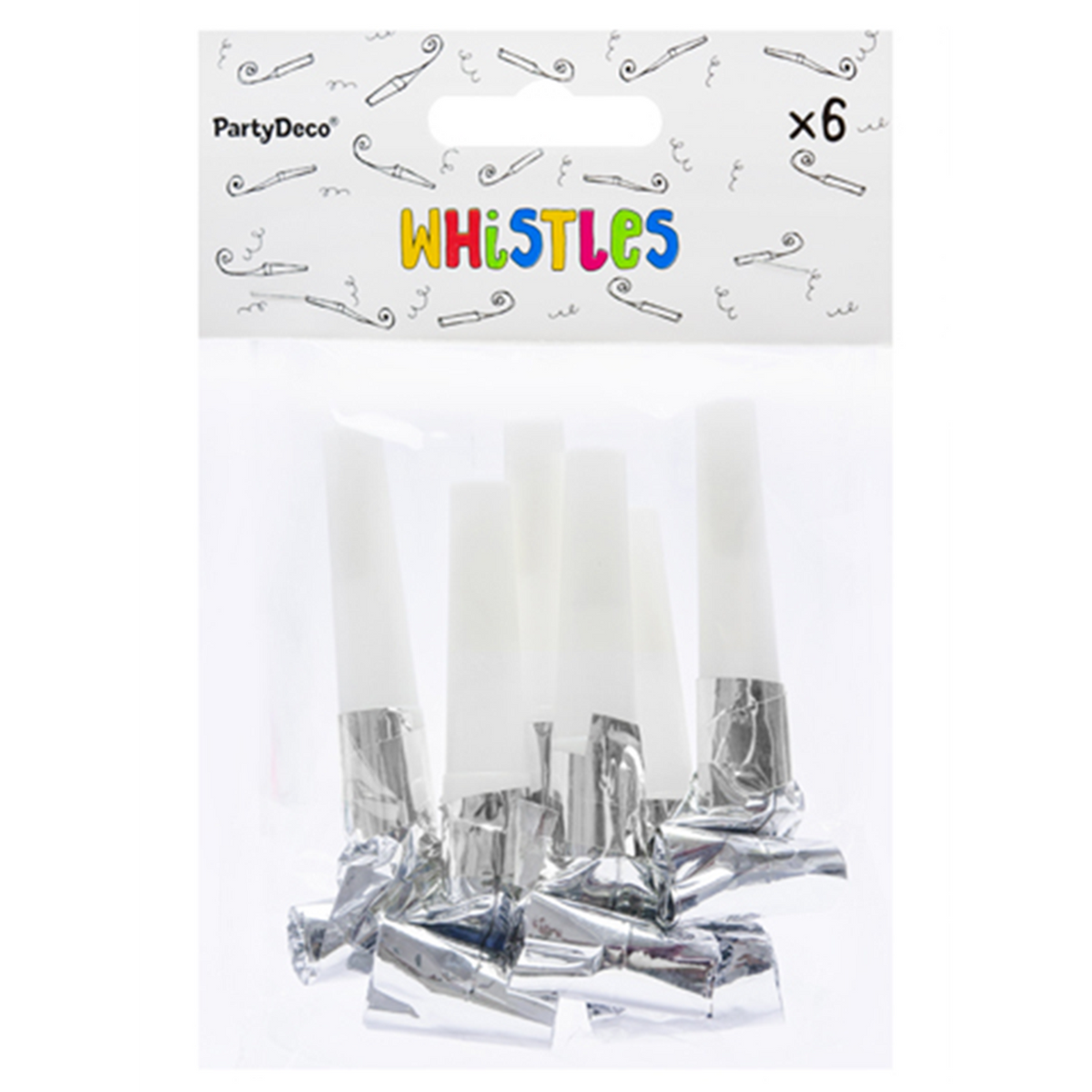 6 feesthoorns - zilver