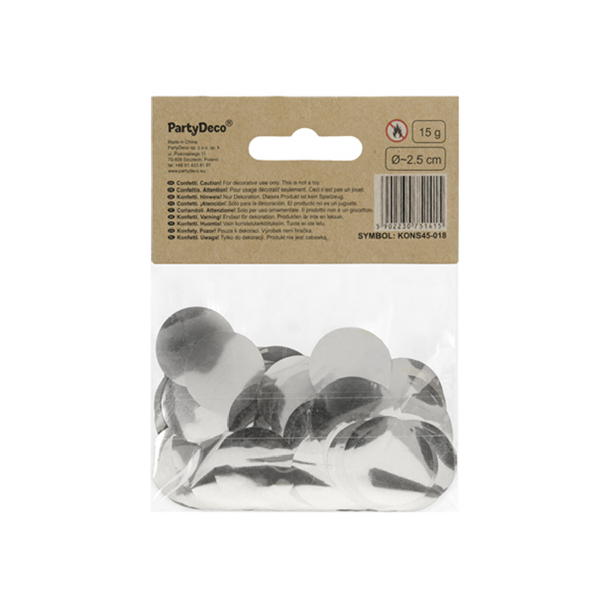 15 g folieconfetti - zilver