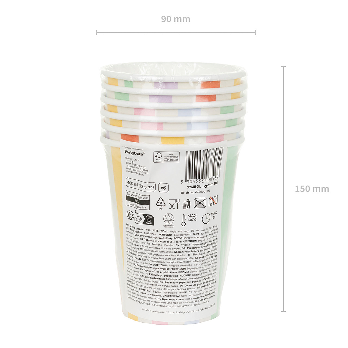 6 papieren bekers - Confetti