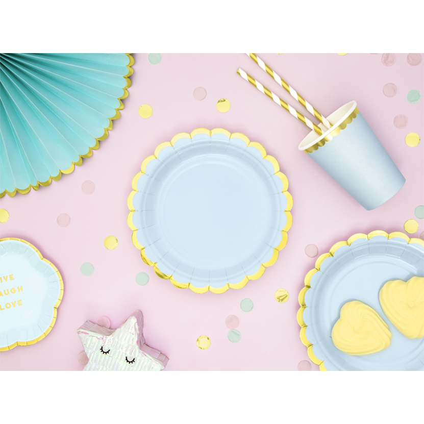 6 Papieren Bekers Trend - 220ml - Pastel Lichtblauw