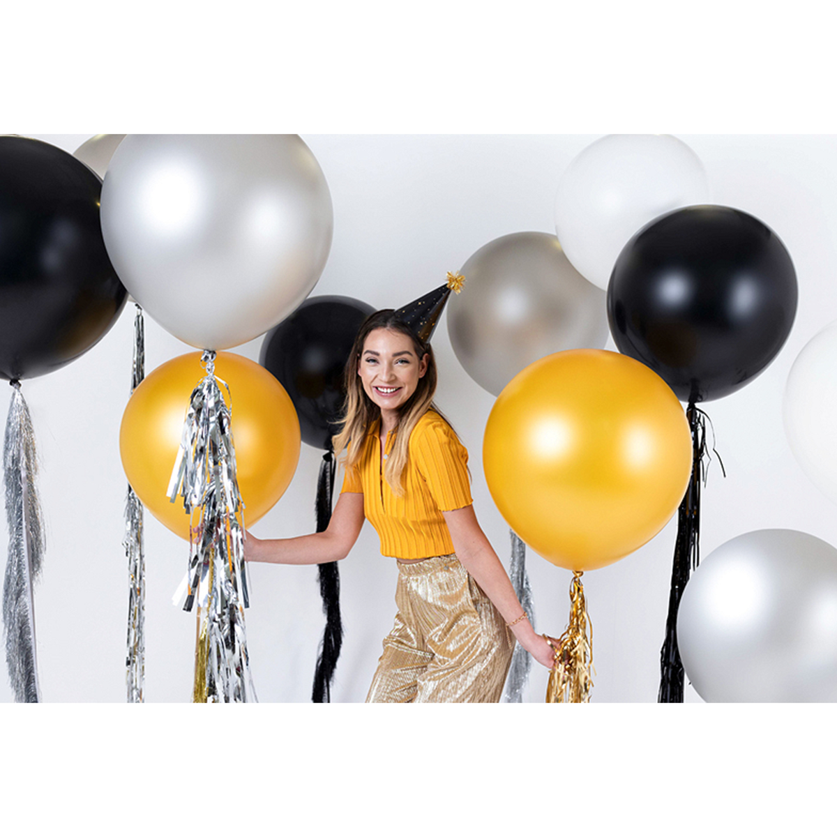 1 reuzenballon - Ø 1m - Metallic - Silver Snow