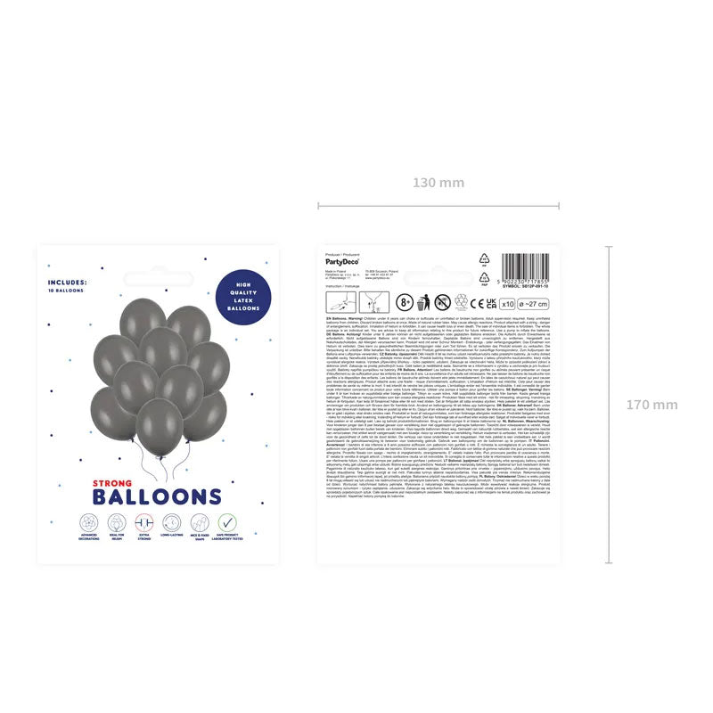 10 ballonnen - Ø 27cm - Pastelgrijs