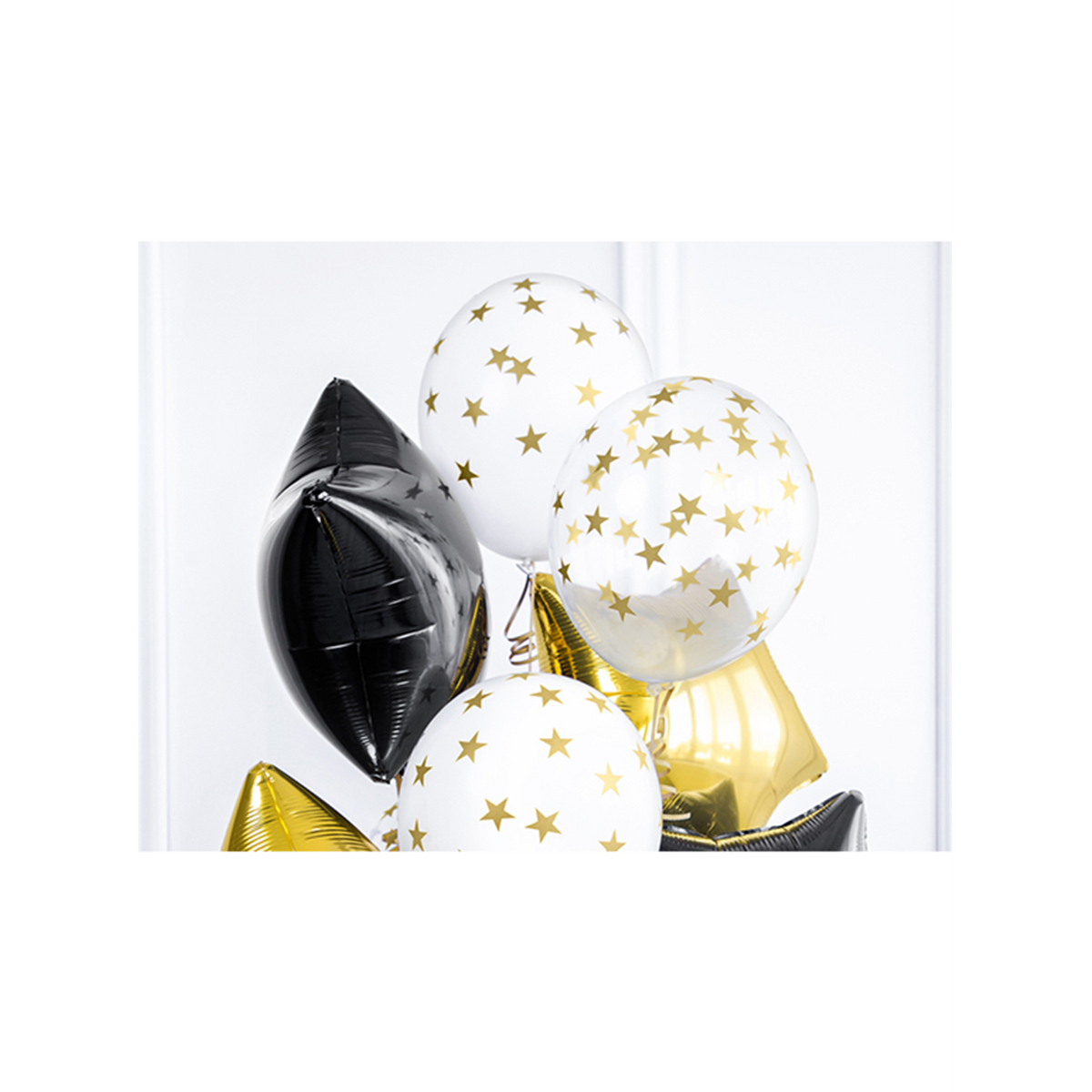 6 Motivballonnen Transparant - Ø 30cm - Sterren - Goud