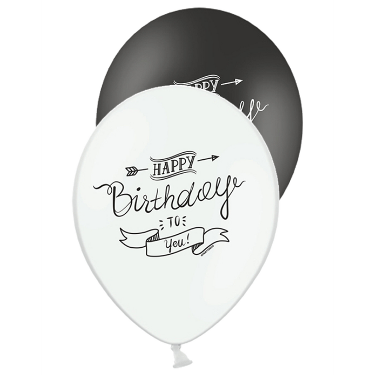 6 Motivballonnen - Ø 30cm - Happy Birthday Retro