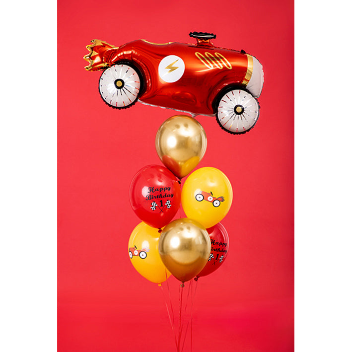 6 Motivballons - Ø 30cm - SET - 1e Verjaardag Race