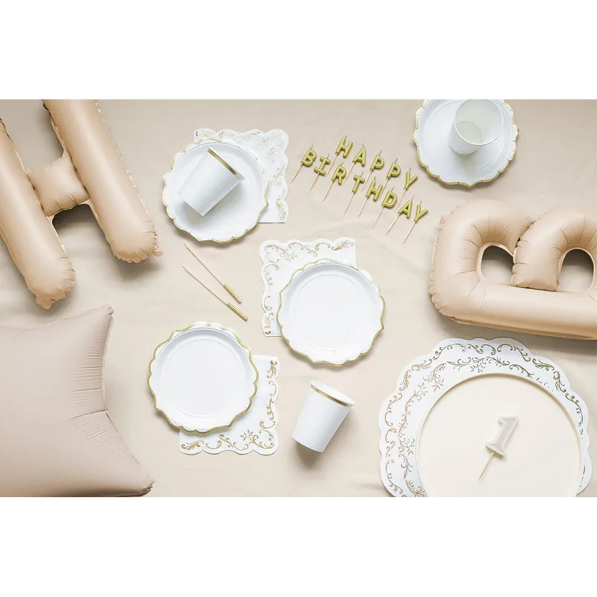 12 taartkaarsen XL - Beige Goud