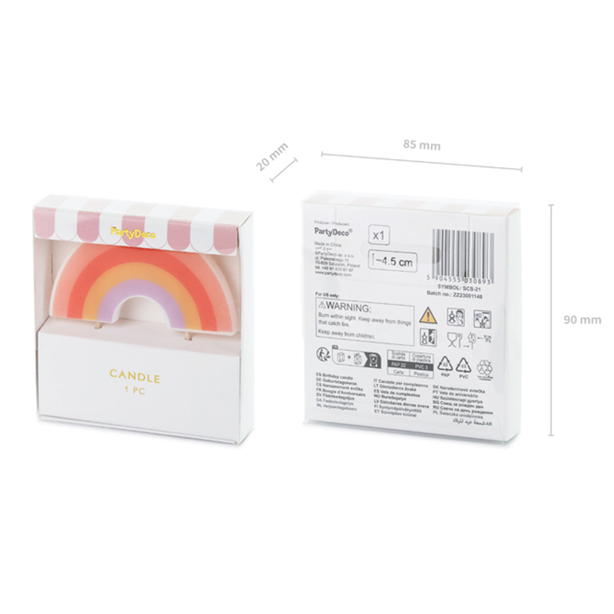 1 Taartkaars - Regenboog