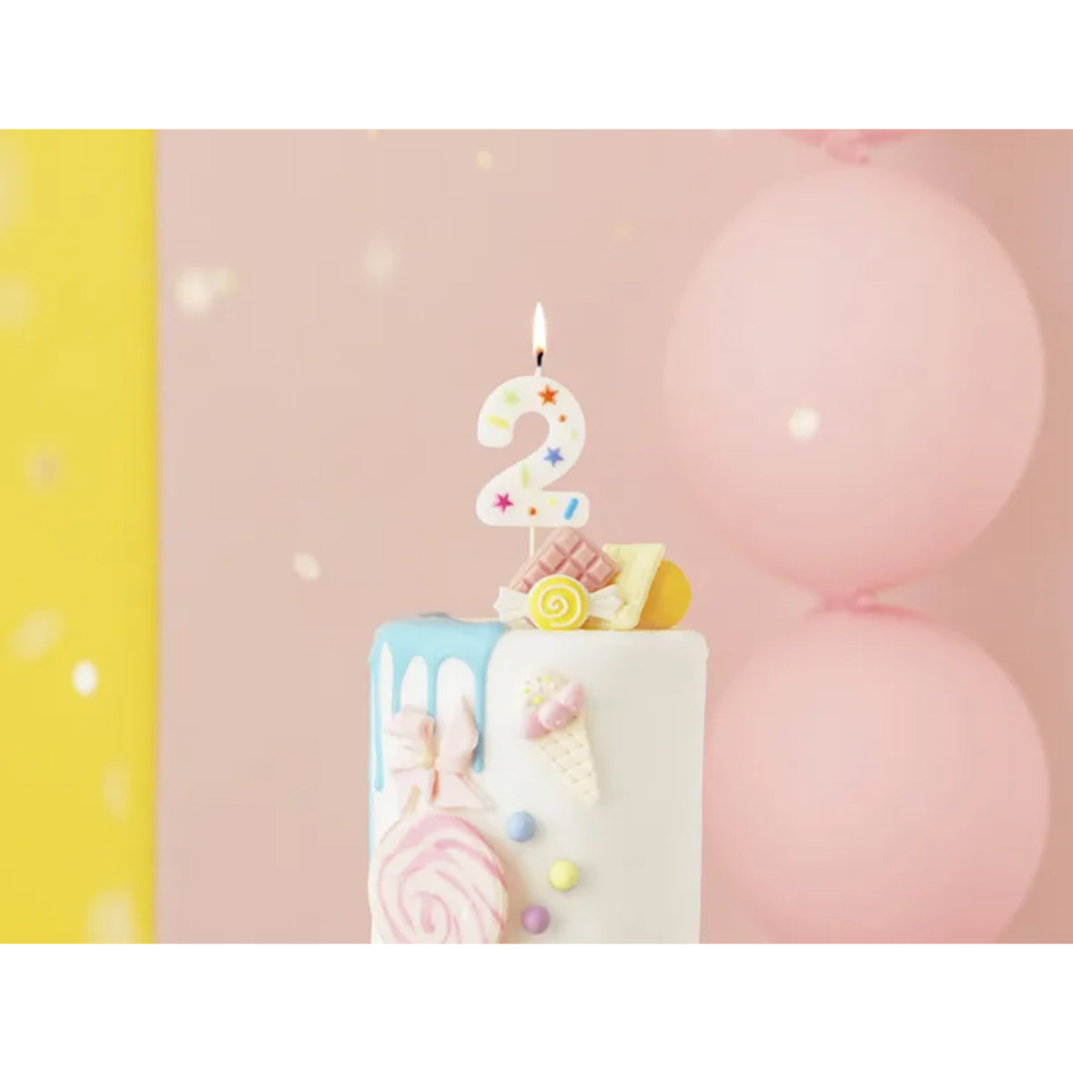 1 taartkaars - Cijfer 2 - Confetti