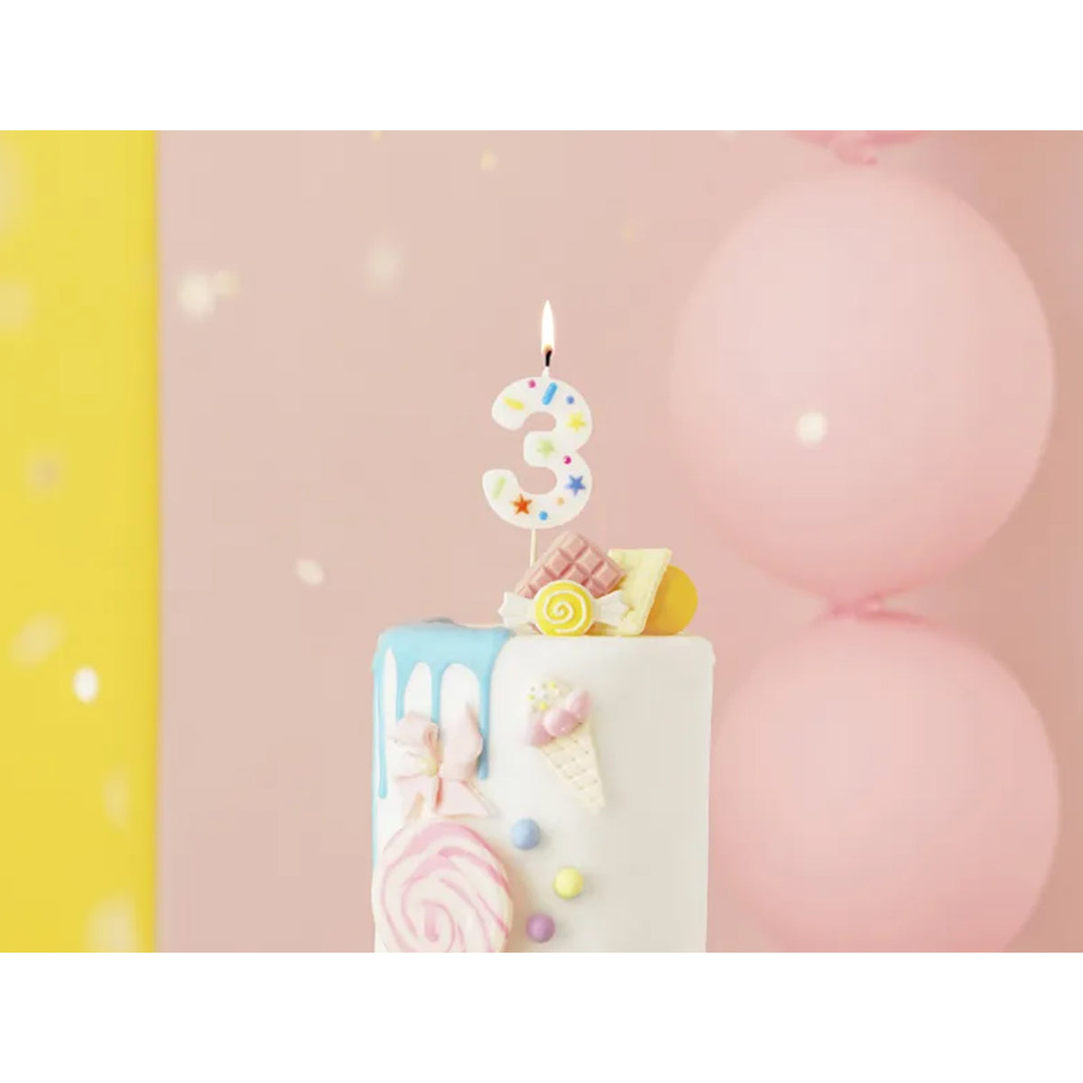 1 Taartkaars - Cijfer 3 - Confetti