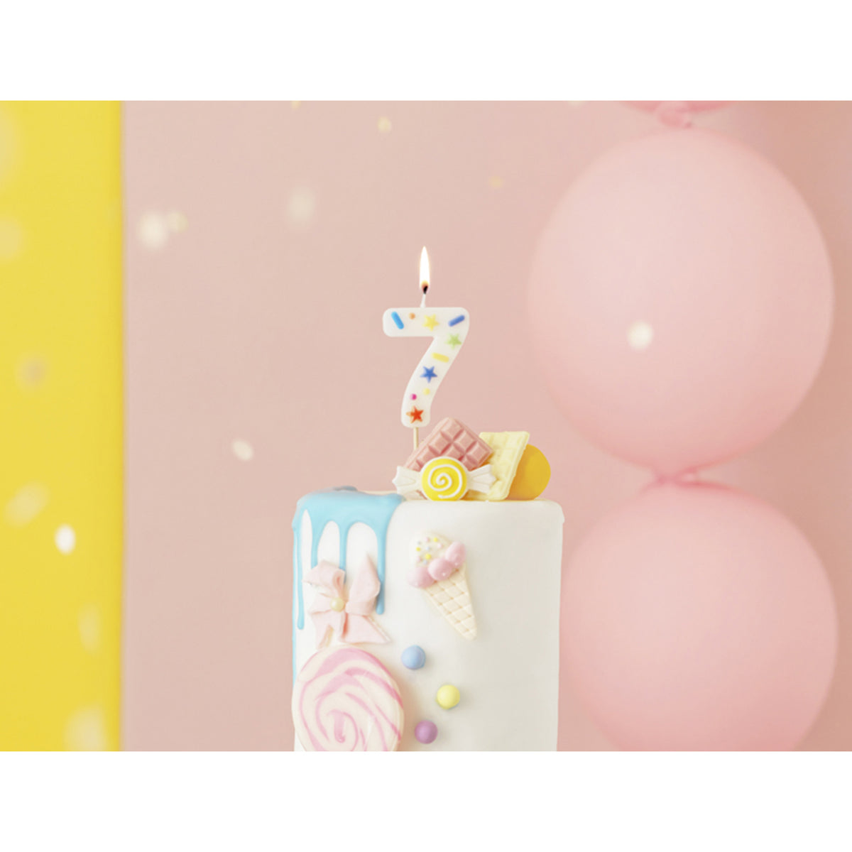 1 taartkaars - cijfer 7 - confetti