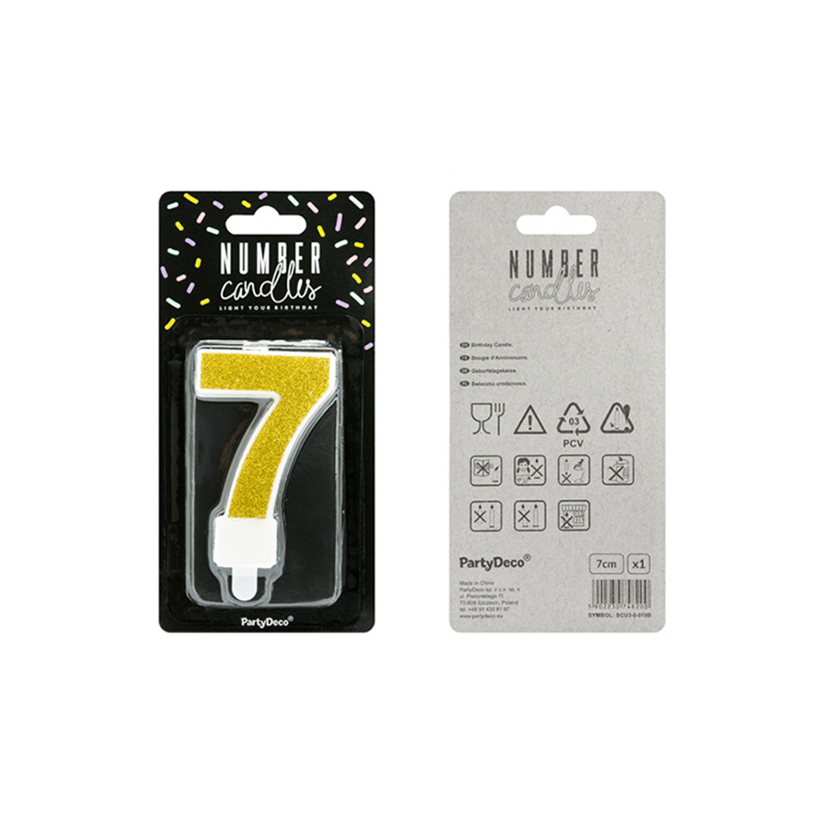 1 taartkaars - Cijfer 7 - Goud