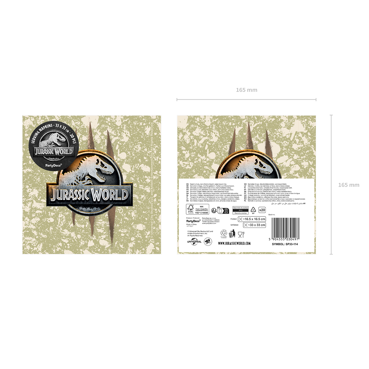 20 Servetten - Jurassic World - 33cm