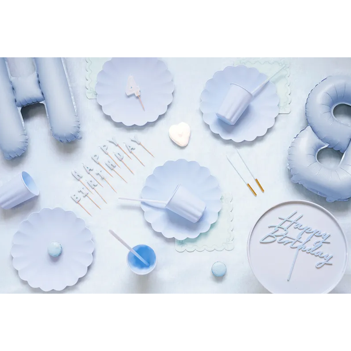 12 plastic rietjes - lichtblauw