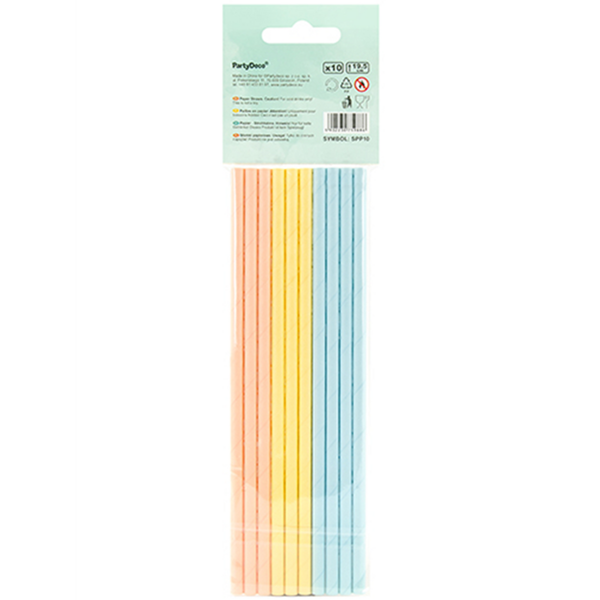 10 papieren rietjes - bont pastel