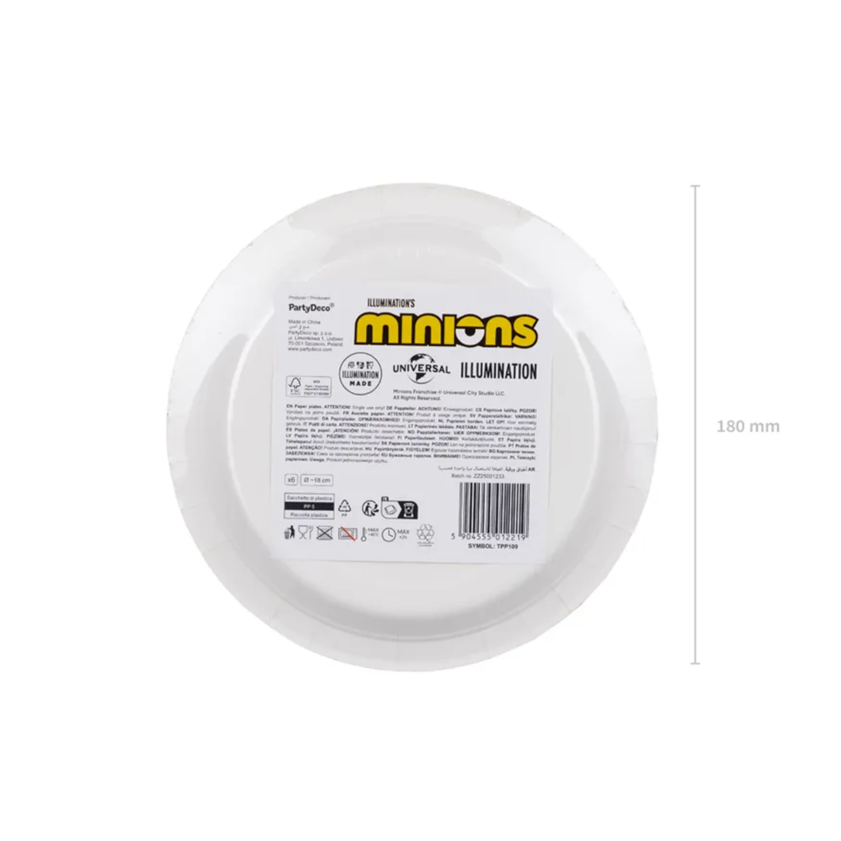 6 Papieren borden - Minions - 18cm