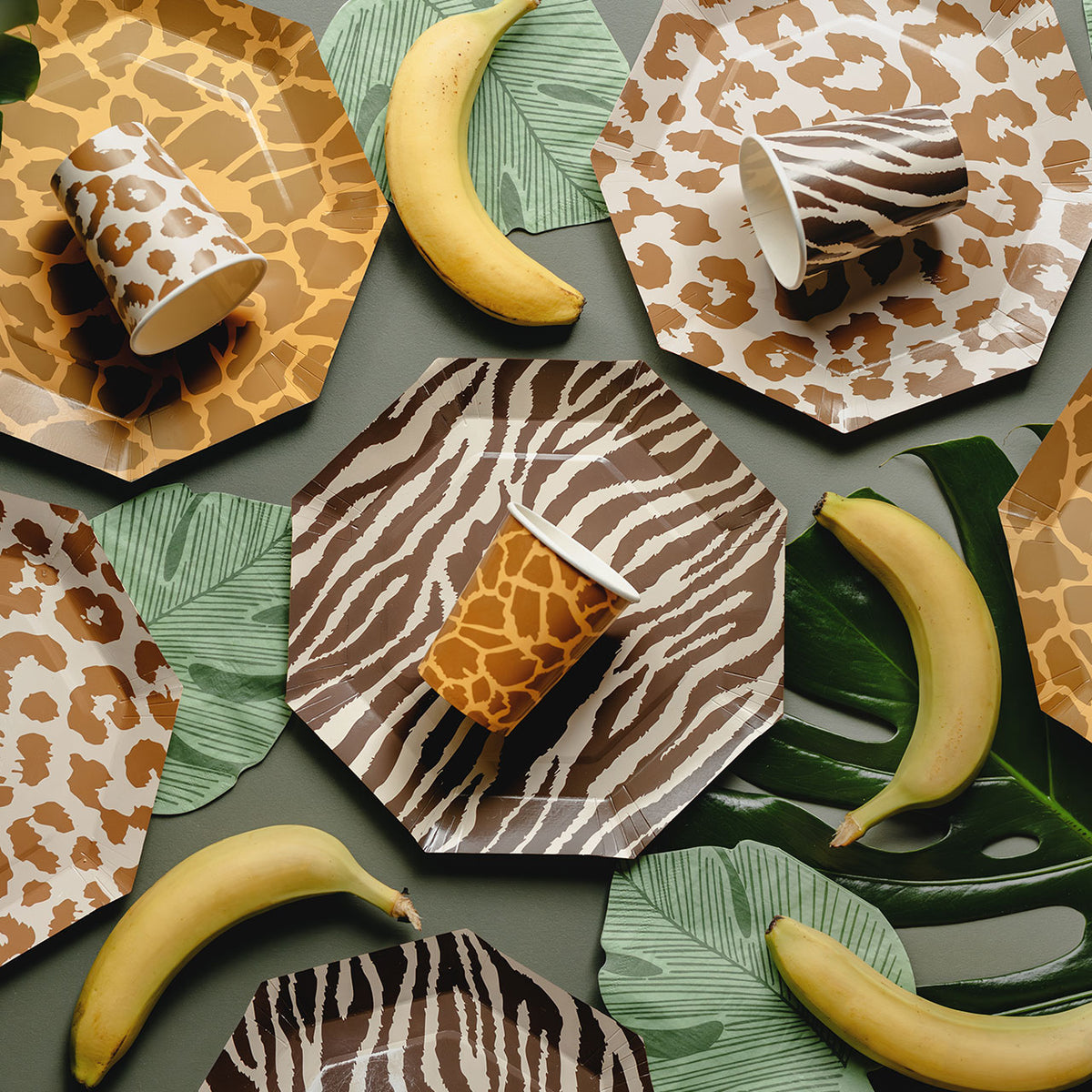 6 Papieren borden - Safari met dierenprint