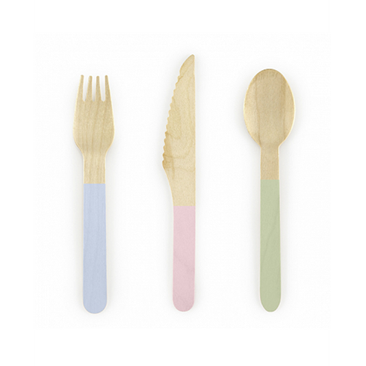 Houten bestek - 18-delige set - Color Mix