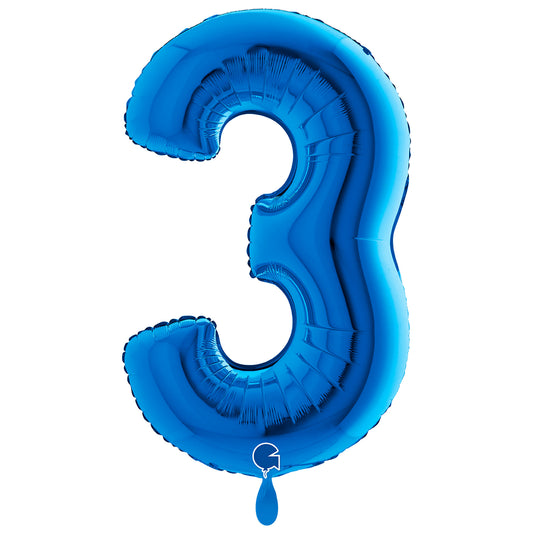 1 Ballon XXL - Nummer 3 - Blauw