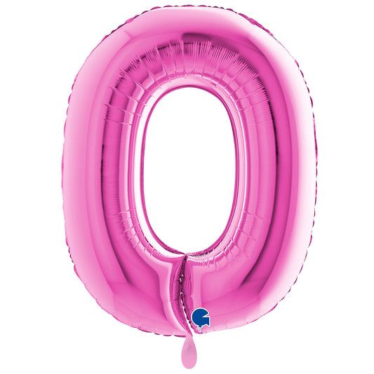 1 Ballon XXL - Cijfer 0 - Fuxia